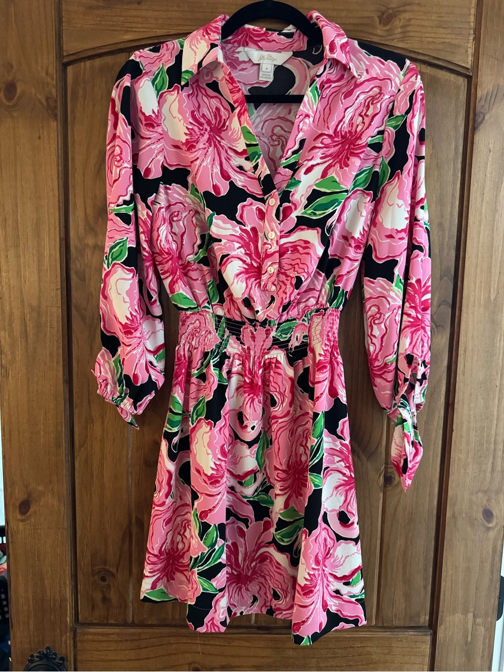 Lilly Pulitzer Pink Floral Mini Dress with Green Accents